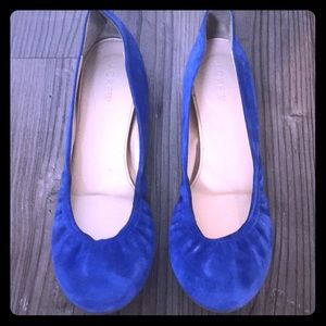 J. Crew blue suede ballet flats